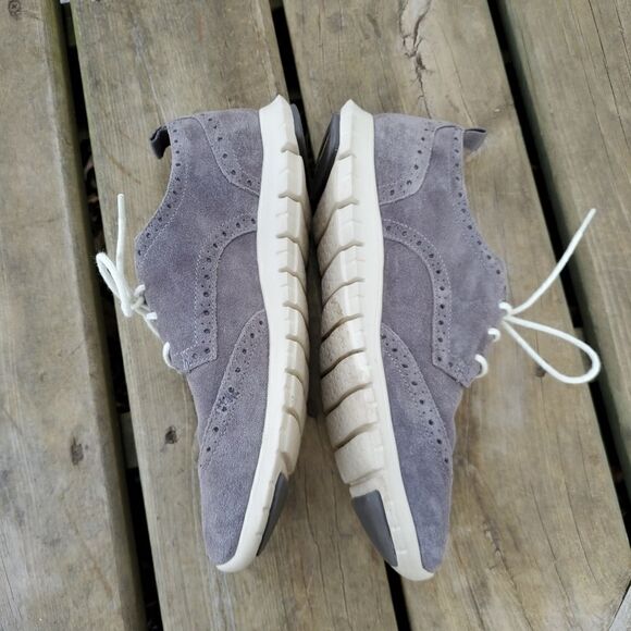 Cole Haan Zerogrand Wingtip Oxford Closed Hole Gray Suede Lace-up Shoes 8.5 - Picture 3 of 7